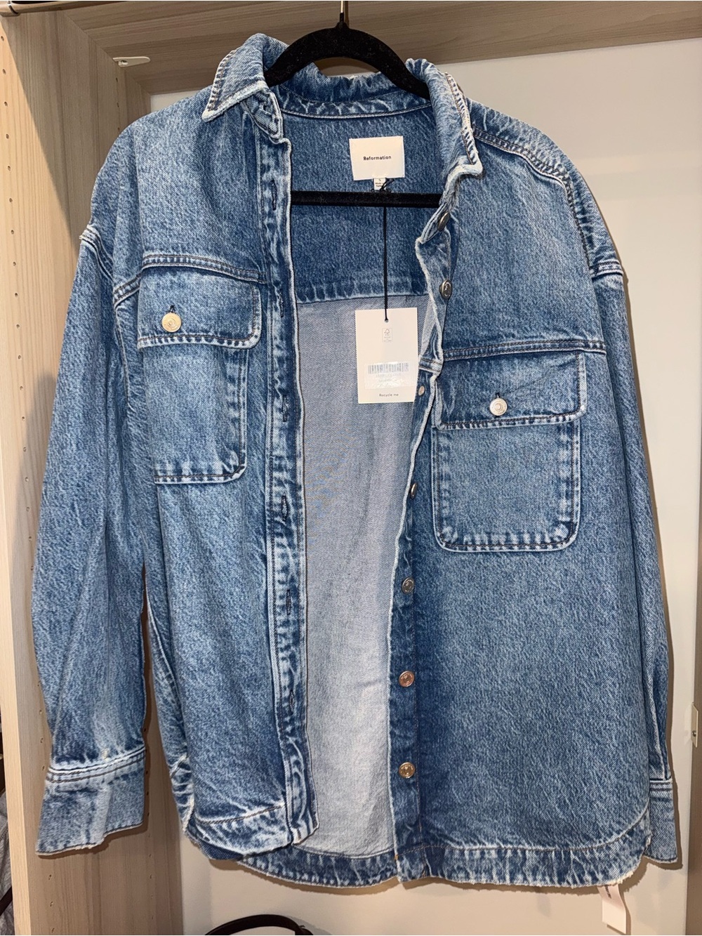 Reformation Oversized Light Blue Denim Jacket - Picture 3 of 3